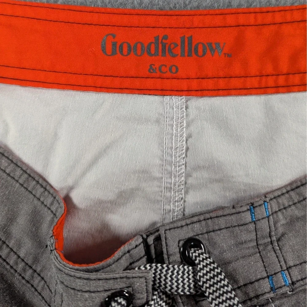 Goodfellow Mens Striped Board Shorts 34‎ Blue Gray White